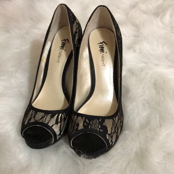 Fioni Night Shoes - Fioni Joy Black Lace Pumps